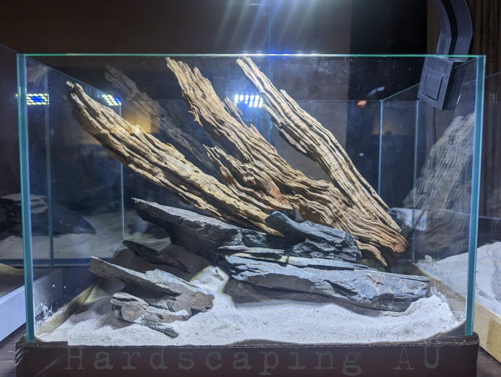 Slatte and wood aquascape